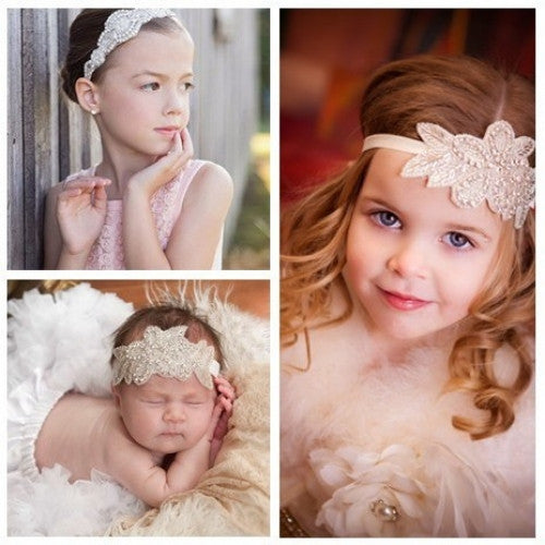 Rhinestone Baby Girls Headband with Beads