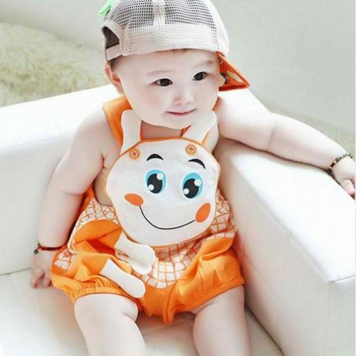 Plaid Cotton Suspenders Sleeveless Baby Jumpsuit