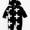 Flannel Hooded Baby Romper Cross Parttern